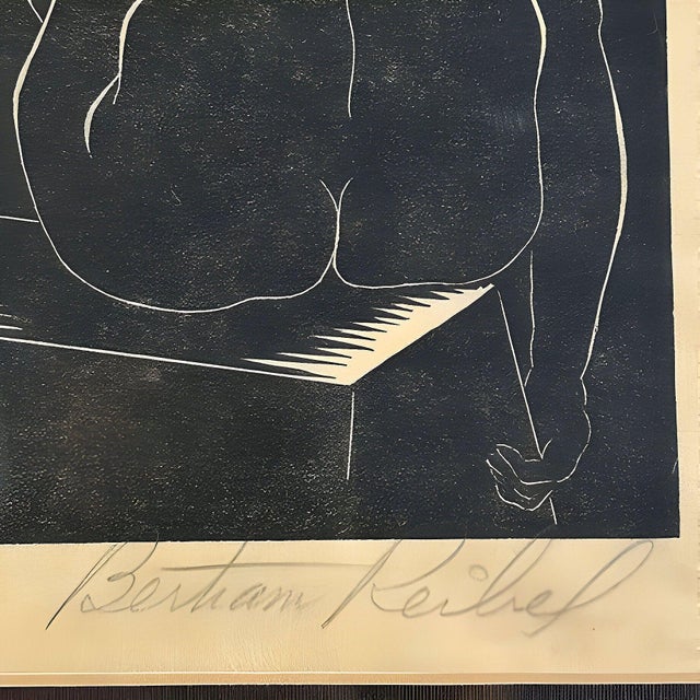Untitled Nude Female Portrait Wood Block Print by Reibel Bertram, Framed For Sale - Image 4 of 6