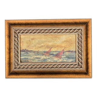 Late 19th Century Antique Painting of Sailing Ships by Edwin Ellis, Framed For Sale