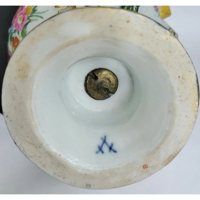Pair Antique German 19th C Putti Baby Meissen Porcelain Hand Painted Vases Urns For Sale - Image 14 of 15