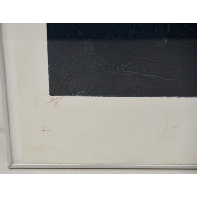 Abstract Gary Shaffer "Untitled Silver Circle" Textured Collograph c.1980s For Sale - Image 3 of 8