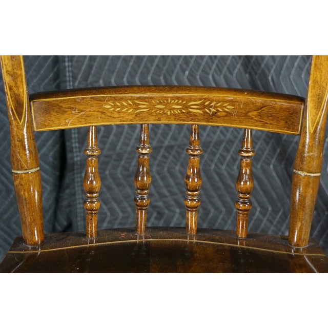 Brown 6 Vintage Nichols & Stone Co. Maple Hitchcock Style Stenciled Dining Chairs For Sale - Image 8 of 18