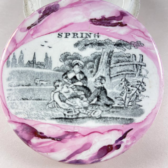 Staffordshire English Sunderland Pottery Pink Lustre Vanity Pot, Spring For Sale - Image 4 of 9