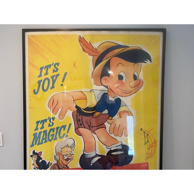 1950s Huge Vintage Disney Poster 1954 Rko Release Pinocchio For Sale - Image 5 of 8