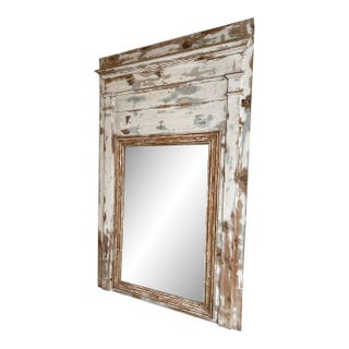 19th Century French Trumeau Wall Mirror With Patina For Sale