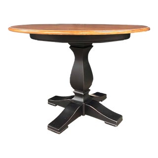 Ethan Allen Cameron Pedestal Dining Table With English Toffee and Charcoal Base For Sale