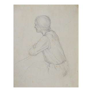 Early 20th Century Pencil Portrait Drawing of Woman For Sale