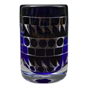 Mid 20th Century Orrefors Ingeborg Lundin Signed Ariel Nr. 164.-E.3 Blue Geometric Glass Vase