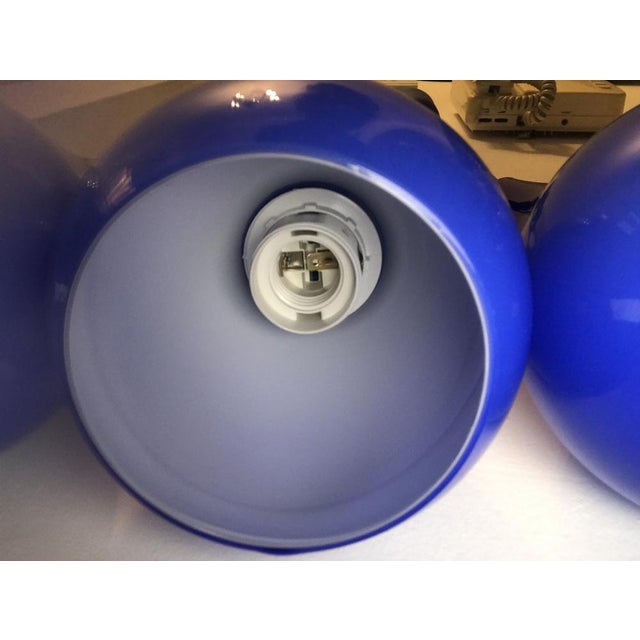 Glass Blue Double-Layer Glass Ceiling Lamps, 1970s, Set of 3 For Sale - Image 7 of 18