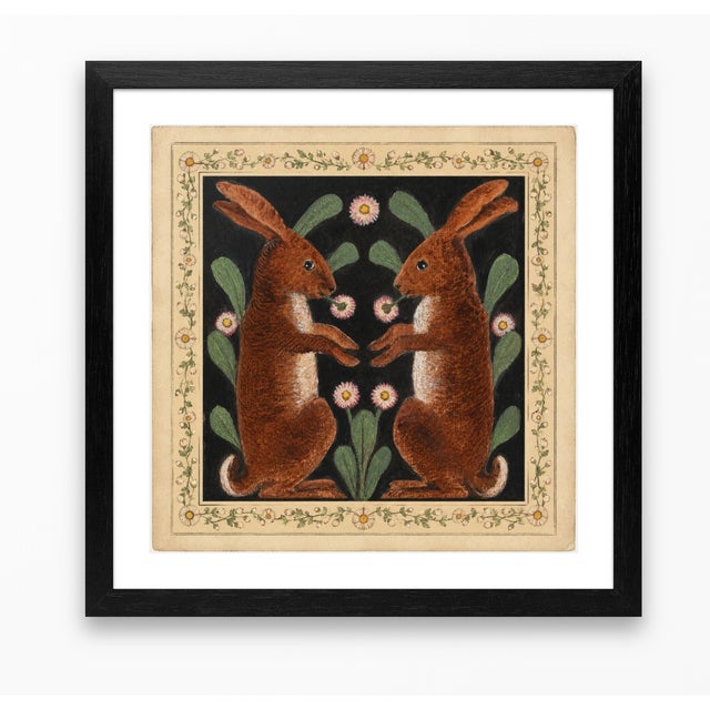 Atelier Aria Lumae Arts and Crafts Symmetrical Hares Folklore Fine Art Gallery Board Print With Integrated Floral Border Design 18 X 18 For Sale - Image 16 of 17