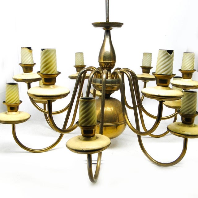 Goldenrod Vintage Metal Chandelier, Poland, 1980s For Sale - Image 8 of 12