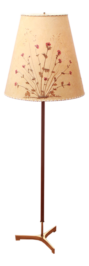 Vintage Floor Lamp with Floral Shade, 1955