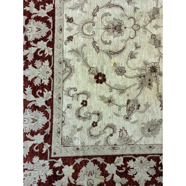 Traditional Hand-Knotted Ivory and Rust Oushak-Style Area Rug For Sale - Image 3 of 11