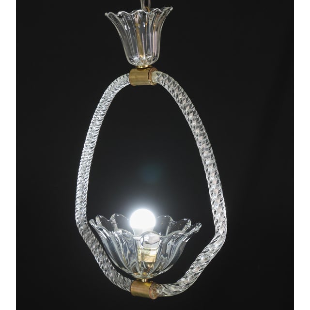 Petite Art Deco Pendant Chandelier by Ercole Barovier, 1940s For Sale - Image 13 of 18