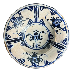 Antique Catalan Cirereta Series Dish in Ceramic, Spain, 19th Century