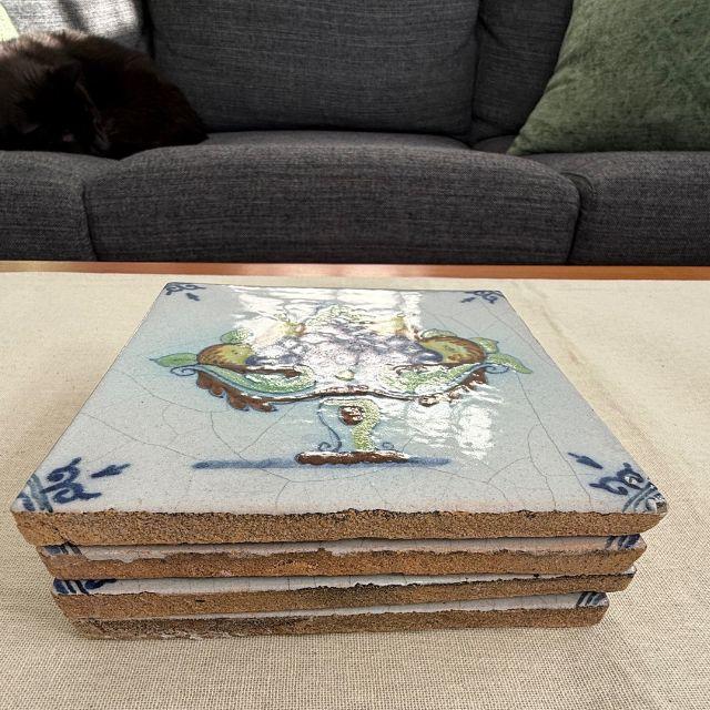 Ink Blue 19th Century Hand-Painted Delft Wall Tiles, Set of Four For Sale - Image 8 of 9