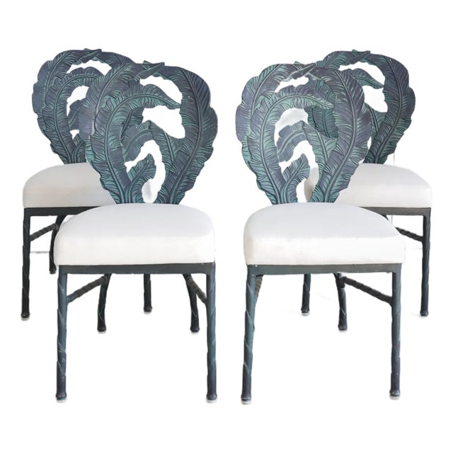 Set of 4 Mid Century Modern Banana Leaf Chairs For Sale
