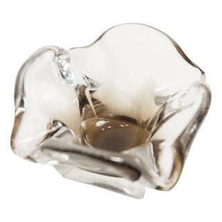 Square Clear and Brown Murano Glass Ashtray, 1960s For Sale