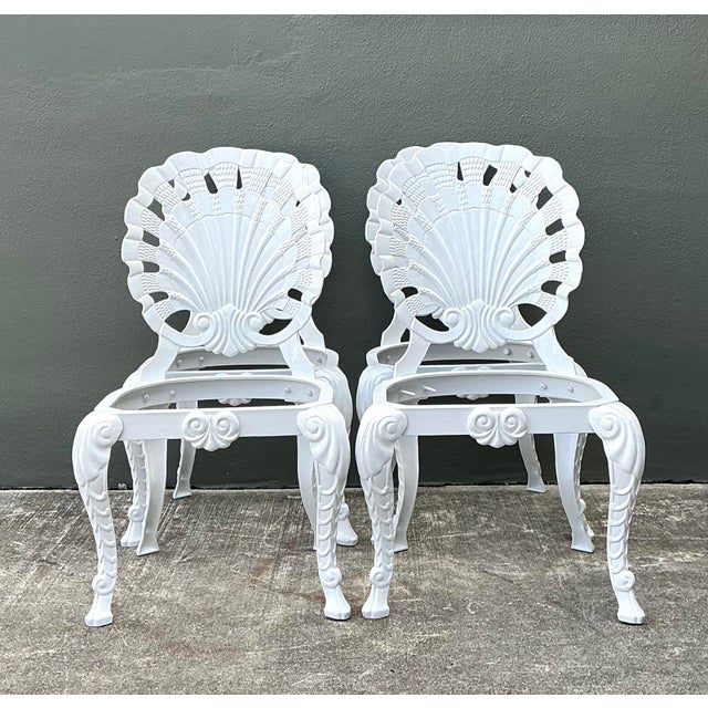 Late 20th Century Vintage Regency Cast Aluminum Dining Chairs - Set of 4 For Sale - Image 5 of 12