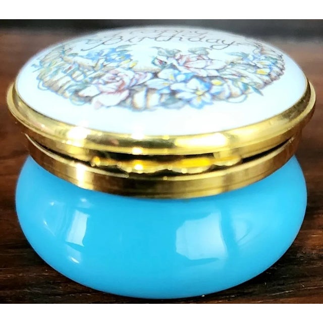 Kingsley English Fine Enamel "Happy Birthday" Round Box For Sale - Image 10 of 10