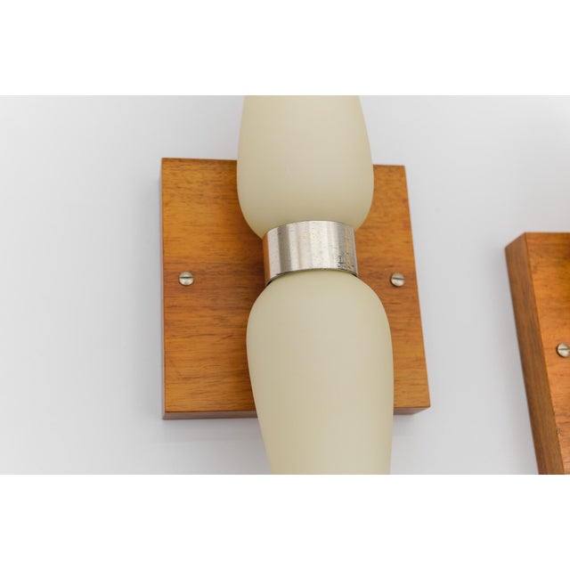 Wood and Opaline Glass Wall Lamps by Temde, Switzerland, 1960s, Set of 2 For Sale - Image 12 of 14