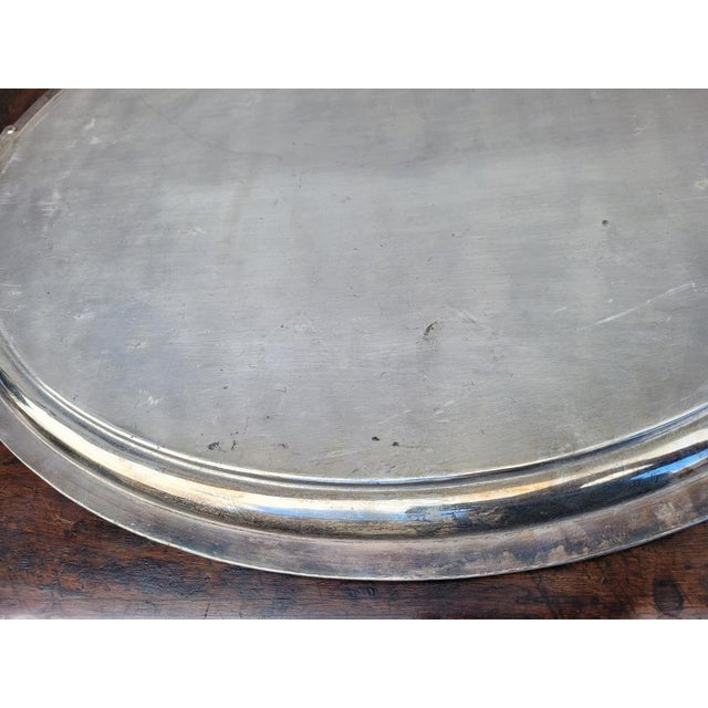 Vintage Silver Metal Tray For Sale - Image 15 of 17