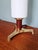 Mid-Century Modern Scandinavian Tripod Table Lamp in Brass, Teak and White Satin Opaline Glass, 1960 For Sale - Image 3 of 15