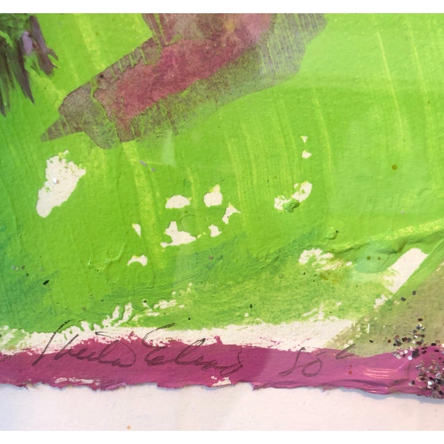 Sheila Elias, 1980's Mixed Media Painting Glitter Feminist Pop Art Miami Artist Sheila Elias, 1980 For Sale - Image 9 of 16