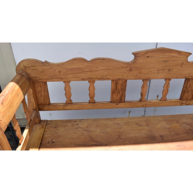 Brown Pine and Oak Storage Bench or Settle For Sale - Image 8 of 14