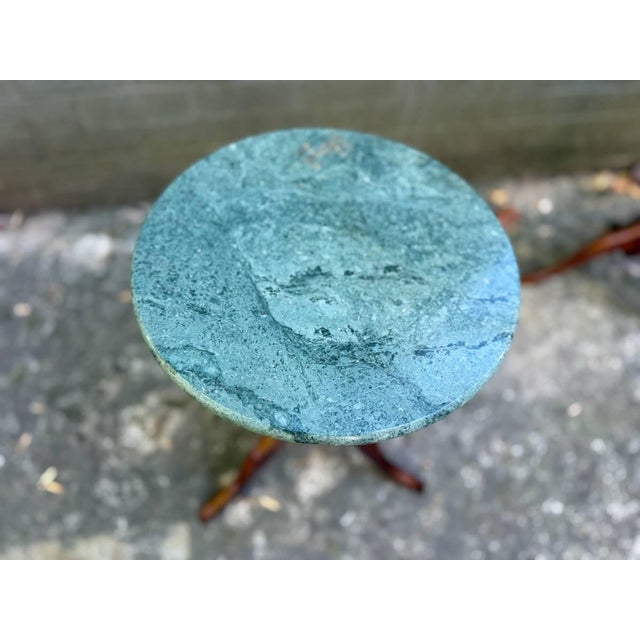Queen Anne Vintage Bombay Company Green Marble Plant Stand For Sale - Image 3 of 9