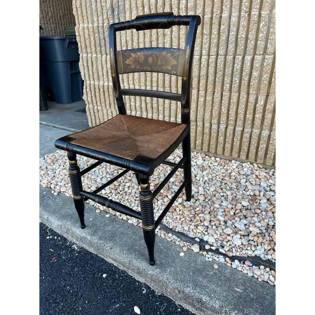 Mid 20th Century Pair Vintage Hitchcock Rush Seat Side Chairs For Sale - Image 11 of 12
