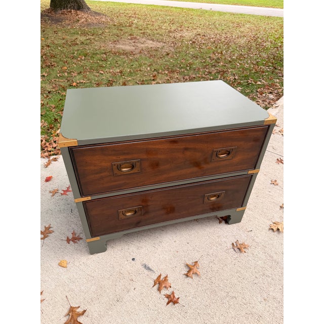 1970s 1970s Heritage Small Dresser - Olive Green & Walnut Finish For Sale - Image 5 of 6