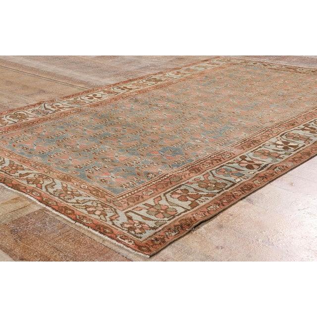Cerulean Late 19th Century Persian Hamadan Rug, 04'02 X 06'04 For Sale - Image 8 of 10