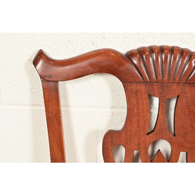 Baker Furniture Style Georgian Carved Mahogany Side Chairs or Dining Chairs, Pair For Sale In South Bend - Image 6 of 13