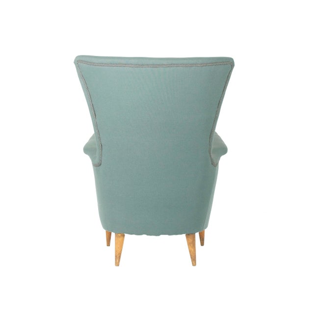 Mid-Century Modern Italian Grey Fabric and Wood Chair, 1950s For Sale - Image 6 of 7