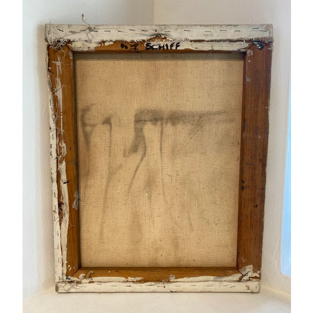 Abstract 1970s Contemporary Abstract Face Mask Oil Painting by Molly Schiff For Sale - Image 3 of 3