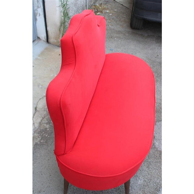 Red Sofa in Red Fabric from Cesare Lacca, Italy, 1950 For Sale - Image 8 of 13
