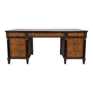 Baker Neoclassical/Biedermeier Style Double-Pedestal Office Desk For Sale