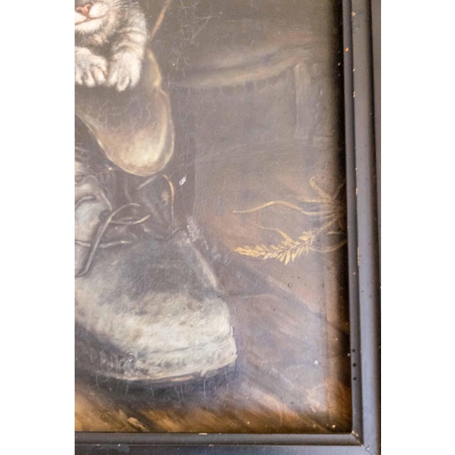 19th or 20th Century Folk Art Painting of Puss in Boots, Signed For Sale - Image 12 of 16