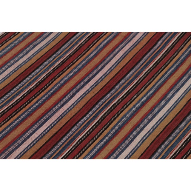 1950s Vintage Persian Kilim, Square Rug With Rich All Over Stripes - Rug & Kilim For Sale - Image 5 of 8