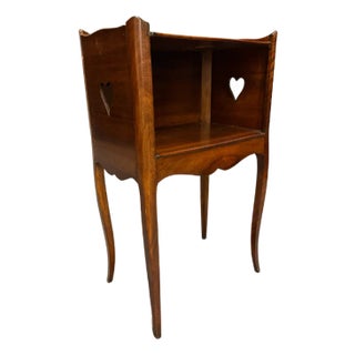 Late 19th Century French Louis XV Style Walnut Commode Side Table With Cabriole Legs & Storage Door For Sale