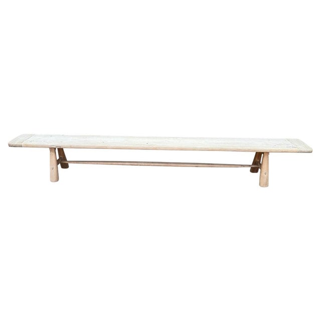 Wood Andrianna Shamaris Impressive Milky Toned Teak Wood Long Bench For Sale - Image 7 of 18