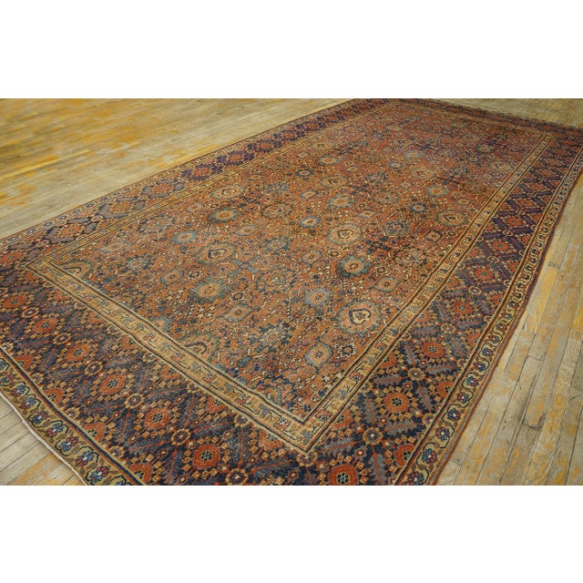 Persian 1750s Salmon Harshang Antique n.e. Persian Khorassan Rug 7'6'' X 16 Handknotted Wool Carpet For Sale - Image 3 of 8