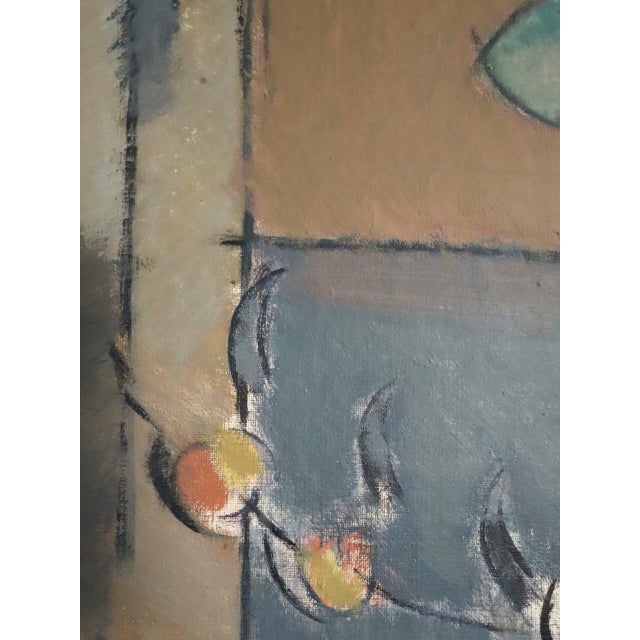 Mid-Century Modern 'Arrangement by the Window' Vintage Swedish Original Still Life Interior Oil Painting, Framed For Sale - Image 10 of 11