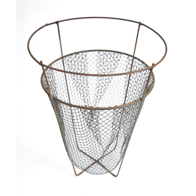 Mid 20th Century Vintage Handmade Metal Mesh Wastebasket Chairish