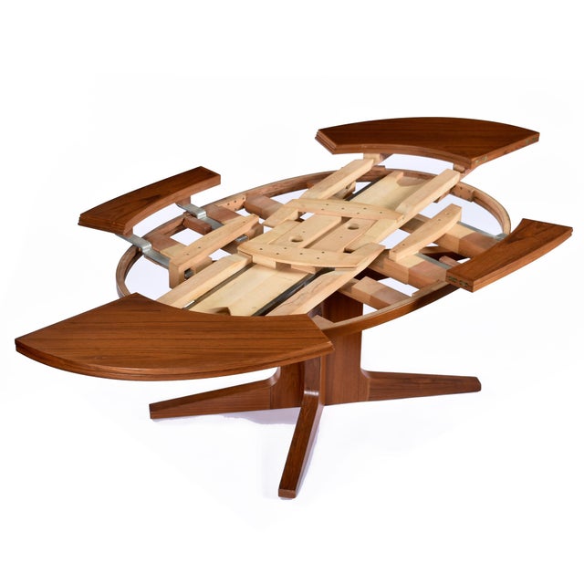 Mid-Century Modern Refinished Expanding Oval Danish Modern Teak Flip-Flap Dining Table by Dyrlund For Sale - Image 3 of 15
