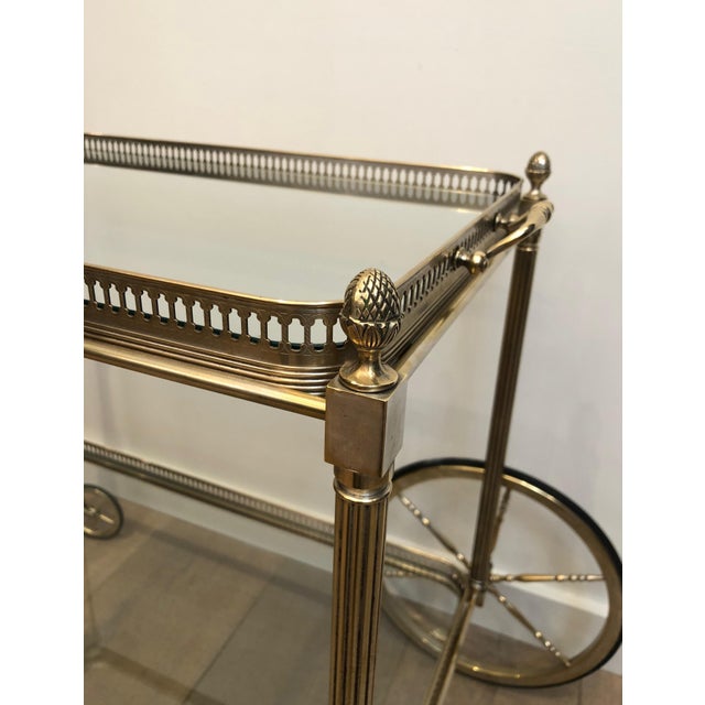 1940s Maison Bagués. Neoclassical Style Silvered Brass Drinks Trolley. French For Sale - Image 9 of 12