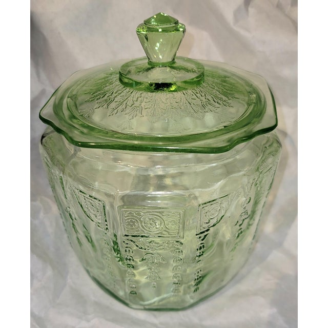 Anchor Hocking 1940s Anchor Hocking Vaseline Glass Ginger Jar For Sale - Image 4 of 7