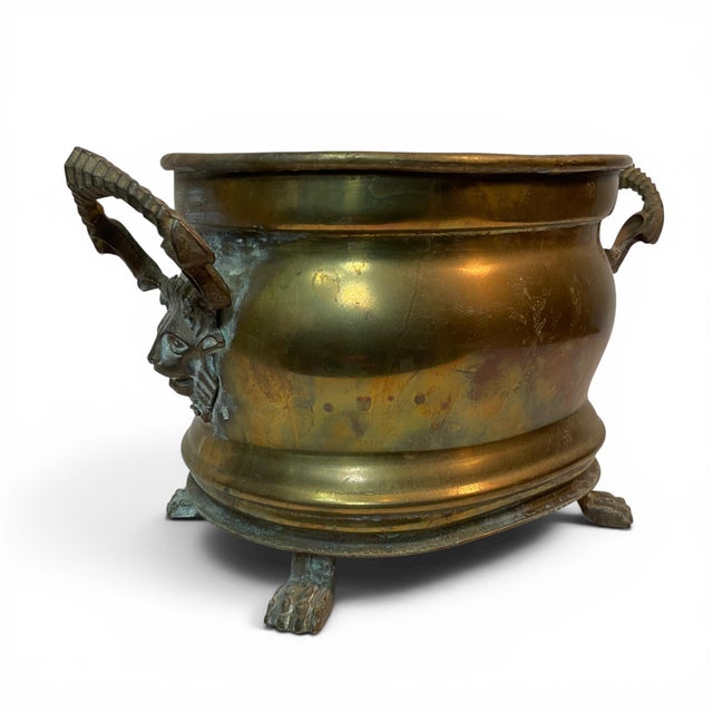 Brass Lions Head & Claw Feet Jardinière Planter For Sale - Image 11 of 14