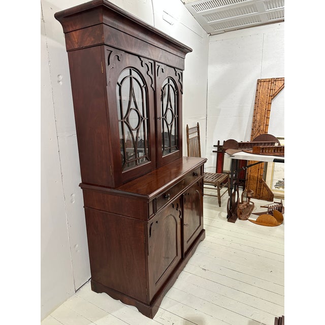 19th Century Mahogany Two Piece Butlers Desk Secretary Cabinet For Sale In Raleigh - Image 6 of 6