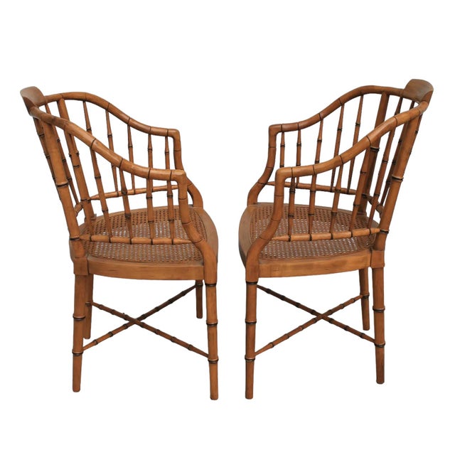 Vintage Regency Style Faux Bamboo Tub Chairs Attributed to Baker